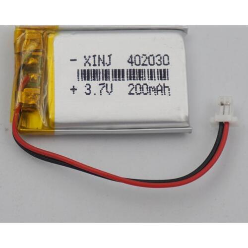 XINJ 3.7V 200mAh Li Polymer LiPo Battery cell 2pin JST-PH 1.0mm plug 402030 For Sat Nav mp4 Camera Car DVR DVC Driving recorder