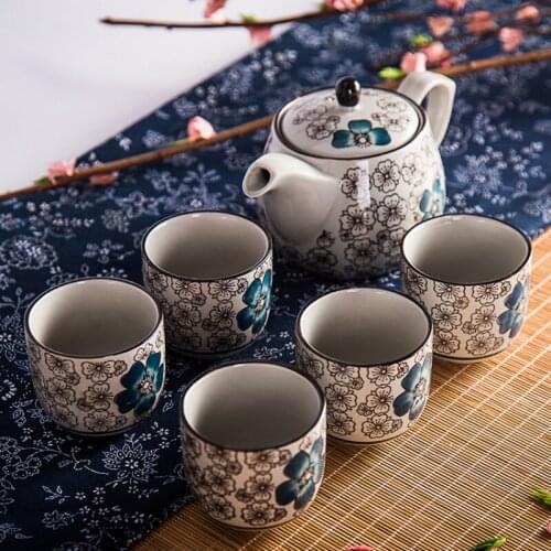 Yamada Japanese-style Hand-painted Under-glaze Coloured Teapot Set with One Pot and Five Cups Tea Set Thanksgiving