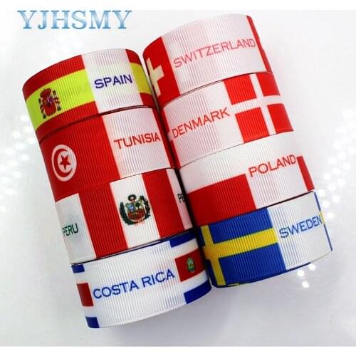 YJHSMY D-18111-101,25 mm 5 yards National flag series Thermal transfer Printed grosgrain Ribbons, DIY handmade materials