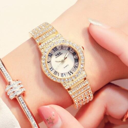 G&D Fashion Trend Full Diamond Womens Bracelet Watch Diamond Womens Watch Quartz Watch Free Shipping