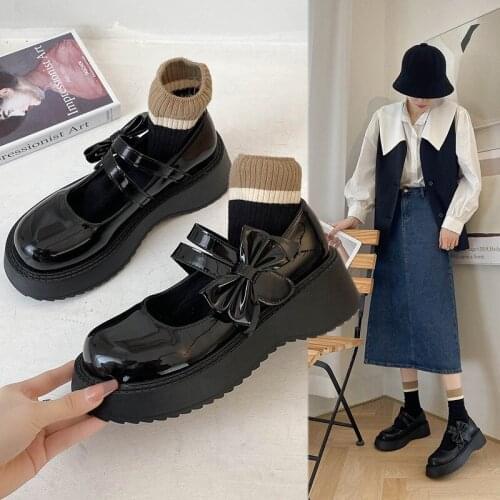 Ladies Casual Female Sneakers 2021 Fashion Womens British Style Round Toe Clogs Platform Oxfords Modis New