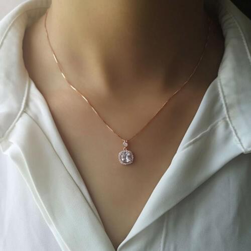 925 Sterling Silver CZ Mosaic Zircon Pendants Necklace For Women Box Chain Rhinestone Fine Jewelry Party Gifts