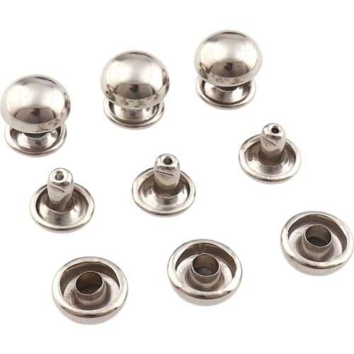 100sets 9mm Metal Silver Round Double Cap Rivet Stud Collision Nail Metal Spike Rock Leathercraft Shoe Bag Belt Garment Bracelet