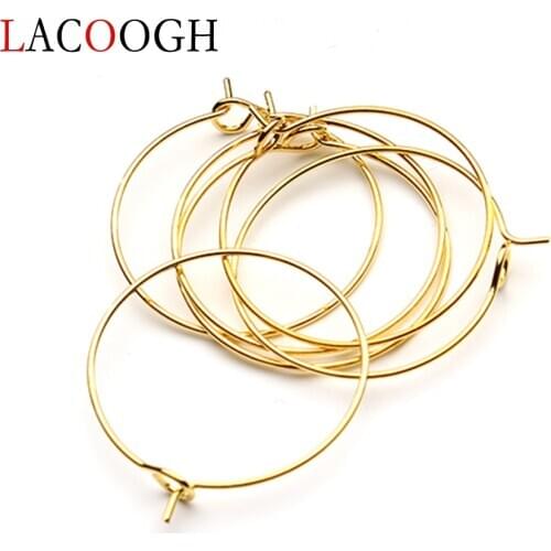 100pcs/lot Dia 20/25/30mm Gold/Silver/Rhodium Color Classic Fashion Iron Ear Wire Hook Earring Hoops DIY Jewelry Making Findings