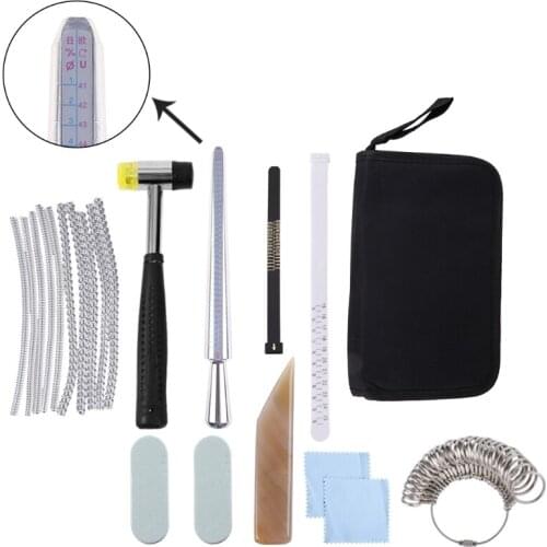 21pcs Professional Jewelry Making Tools DIY Mandrel Stick Finger Gauge Ring Sizer Measuring Set US/UK/JP/HK Size