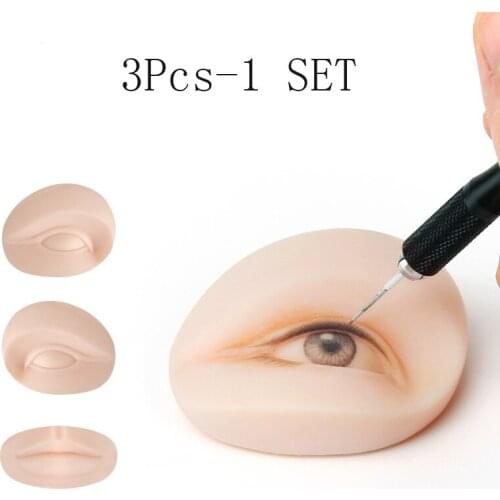5D Silicone Eyeline Lip Tattoo Practice Skin High Quality 3pcs 5d Simulação Pele Folhas Silicone Microblading Tatuagem