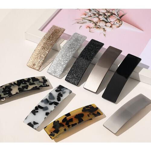 1Pc Leopard Marble Acetate Barrette Colorful Hair Clips Women Bling Glitter Hairpins Square Geometric Hair Accessories Headwear