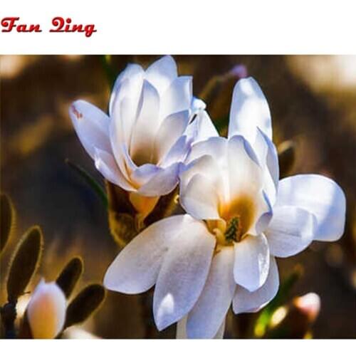 Diamond Painting Full Square/Round Drill Magnolia Flower Diamond Embroidery Painting Cross Stitch Kit Rhinestone Home Decoration