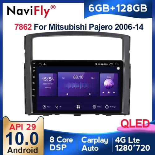 Navifly For Mitsubishi Pajero 4 V80 V90 2006 - 2014 Car Radio Multimedia player DSP QLED carplay BT SWC 6G 1280G Voice Control