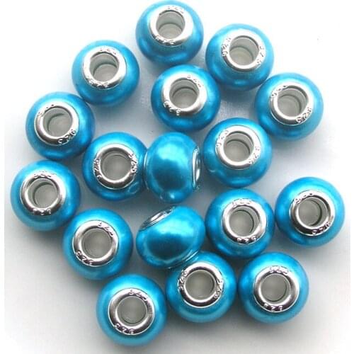 Free Shipping 200pcs Wholesale Fashion Big hole Blue Resin Beads for Eurpean Bracelet jewelry DIY