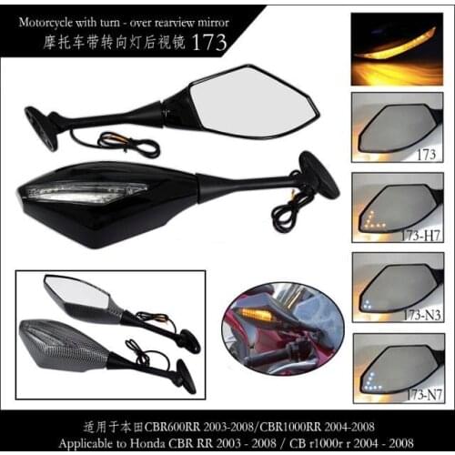 Side Mirror LED Turn Signal Clean Lens Adjust Angle for Honda CBR600RR 03-08 CBR1000RR Fireblade 04-08 Carbon Glossy Matte Black