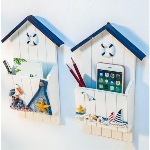 Wooden House Shape Storage Holders Creative Wall Hanging Shelf Multi-functional Living Room Sundries Organizer Decoration Gifts