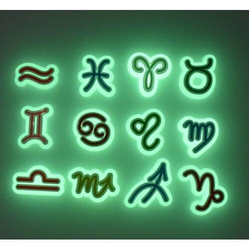 Kids Summer Beach Hole Sandal Glowing Charms 10 Numbers 36 Letters 12 Sign Constellations Fluorescent Bracelet Charms