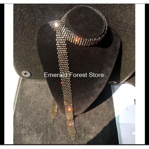 Rhinestone tie with diamond crystal Neck necklace crystal jewelry