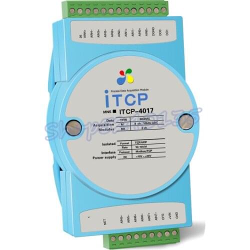 ITCP-4017 8-channel 4-20mA to Ethernet Modbus TCP analog 8AI 2DO network acquisition module