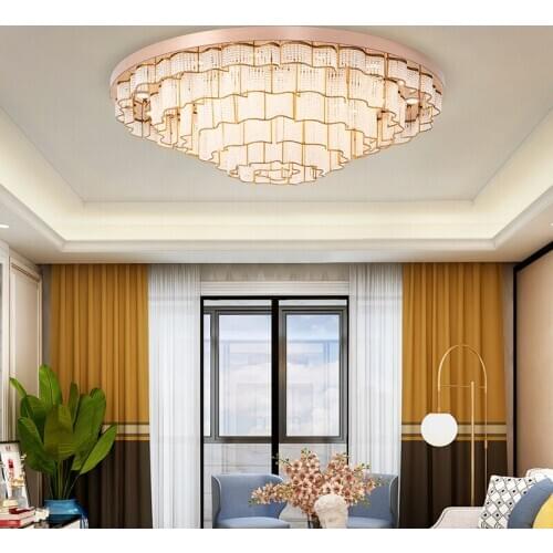 Round living room lamp modern light luxury crystal lamp atmospheric household led ceiling lamp