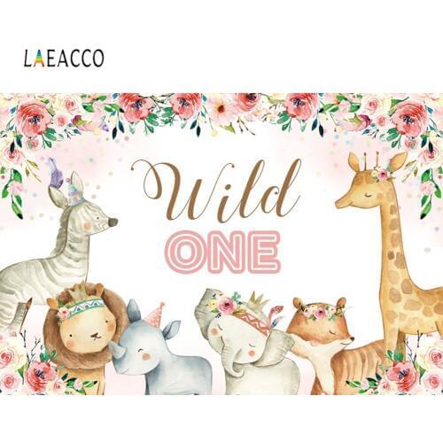 Laeacco Baby shower Watercolor style background Wild one Birthday Celebration Photography Customizable Backdrop Photo Studio
