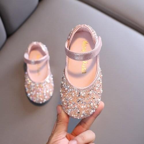 Girls Small Leather Shoes 2021 Summer Pearl Bow Rhinestone Princess Shoes Soft Children Sandals Baby Toddler Girls Shoes