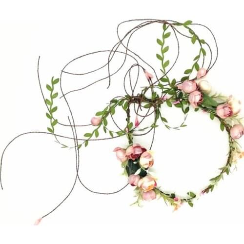 Fashion Stimulation Natural Berries Small Flowers Crown Adjustable Ribbon Lash Hair Ornament