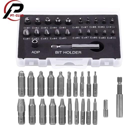 Damaged Screw Extractor Set 20PC Stripped Screw Extractor Kit for Broken Bolt with Magnetic Extension Bit Holder Socket Adapter