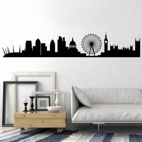 London Skyline Wall Sticker Living Room Sofa London Landmark Wall Decal Dorm Decor Cityscape Modern Nursery Decor Vinyl WL1610