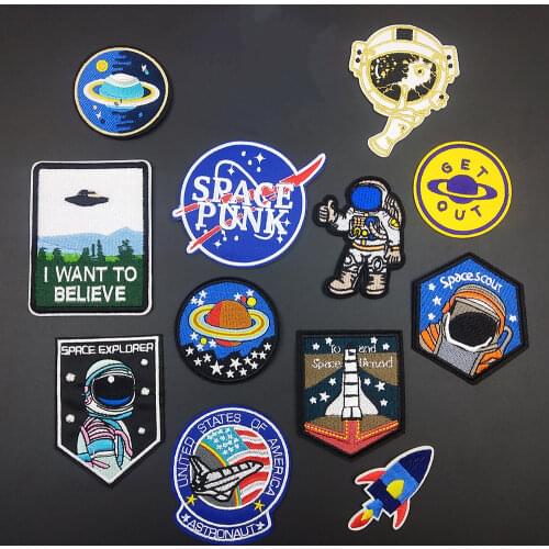 Space Punk Style Embroidery Patches For Clothing Iron On Patch DIY Stickers T-shirt Jeans Coat Backpack Appliques