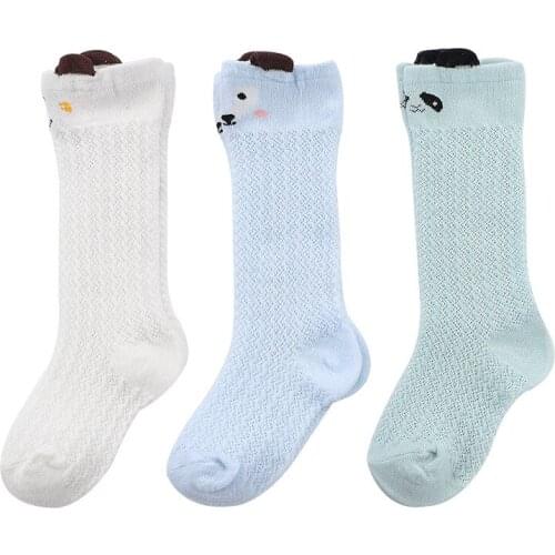 Baby Girl Socks 0-3 Year Toddler Baby Cotton Mesh Breathable Stocking Newborn Infant Baby Boy Pure cotton Summer High knee Socks