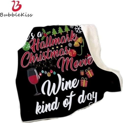 Bubble Kiss Christmas Printing Blanket Double Fleece Throw Blanket Home Living Room Sofa Blankets For Beds Office Shawl Blanket