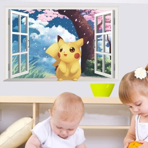 Pikachu 3D Three-dimensional Wall Stickers Pokemon Removed Stickers Kindergarten Classroom Decoration Child Kid Room Home Decor