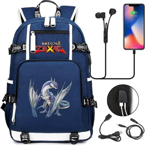 Duel Monsters Casual Backpack Cartoon School Bags for Teenagers Unisex Student USB Travel Laptop Shoulders Bags Zipper Bookbag