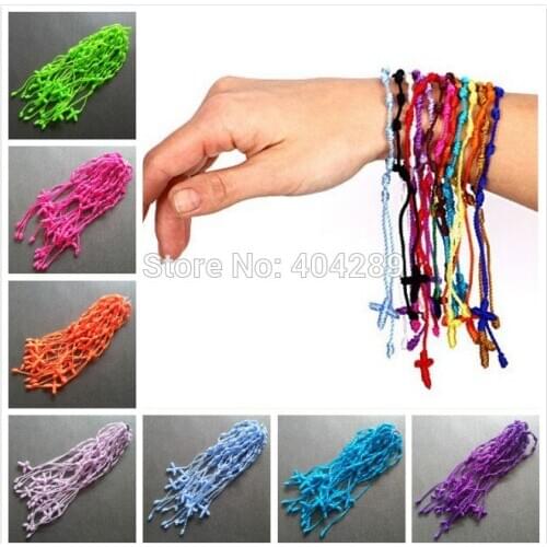 Rosary Religious bracelet hand rope Hand Made Knotted Cross Rosary Bracelets Pulseras Decenarios