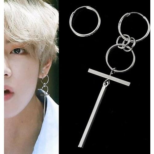 Hip Hop Rock Asymmetry Between Men And Women Long Earrings Circle Personality A Word Bar Earrings Jewelry Party Gift