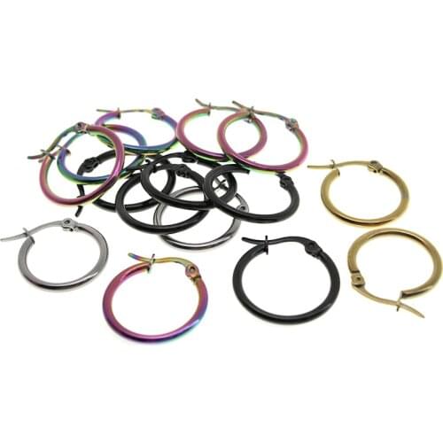 4pair/lot 2x20mm Hoop Earrings for Women Stainless Steel Gold Black Silver Color Round Circle Earrings Hoop Jewelry Accessories