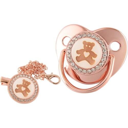 Bling Baby Pacifier Rose Gold Teether BPA Free Newborn Silicone Pacifier Baby Soother Nipple Dummy Baby Shower Gifts