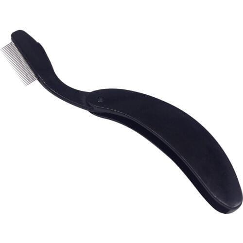 Foldable Stainless Steel Eyebrow Comb Bending Plastic Handle Eyebrow Comb Professional Cosmetic Tool