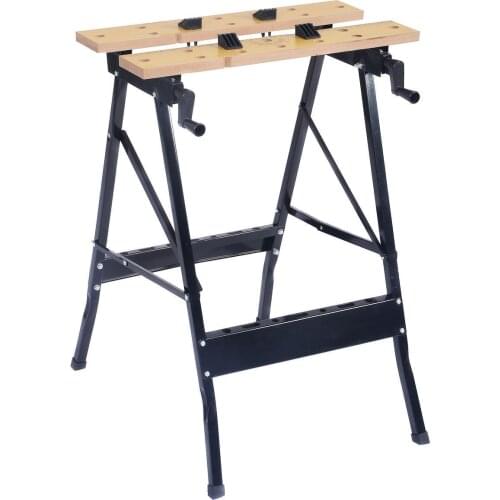 Folding woodworking table, work table, iron bracket, operation table, saw horse stool, load-bearing 100KGS