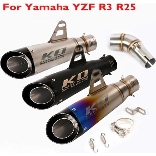 Slip on R3 R25 Motorcycle Exhaust Tip Muffler Silencer Connection Link Mid Pipe for Yamaha YZF R3 R25