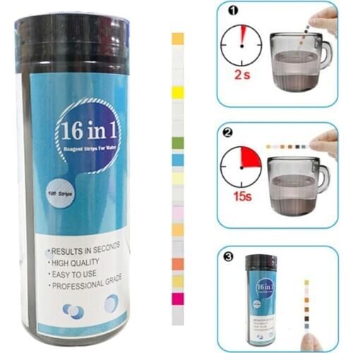 100 Pcs Water Test Strips 16-in-1 Aquarium Water Quality Test Strips for Water Quality Check Aquarium Fish Tank Pool