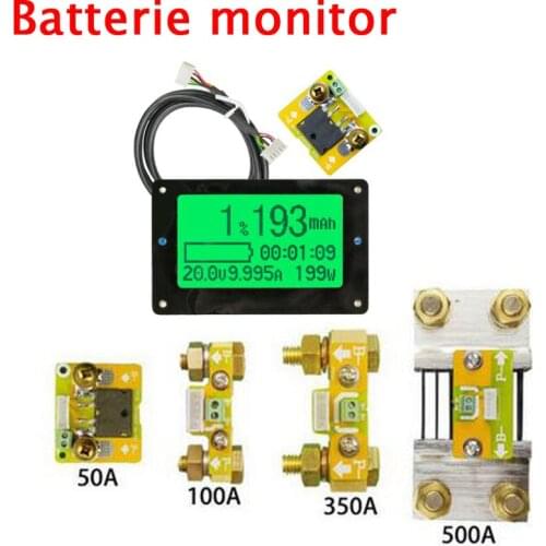 Universal Battery monitor DC 120V 50A 100A 350A 500A Voltage Current Capacity Tester METER Coulometer LiFePO4 Li-IO / Lead Acid