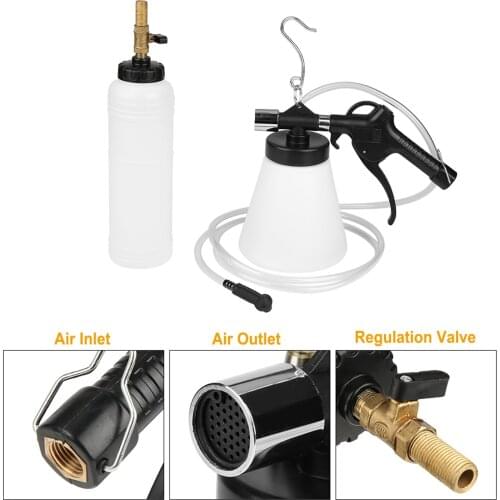 Vacuum Brake Fluid Bleeder - Hanging Hook and Locking Trigger Pneumatic Brake Fluid Bleeder Tool
