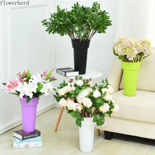 Flower Bucket Plastic Bucket Household Plastic Flower Bucket Flower Shop Flower Bucket European High-end Flower Growing Bucket