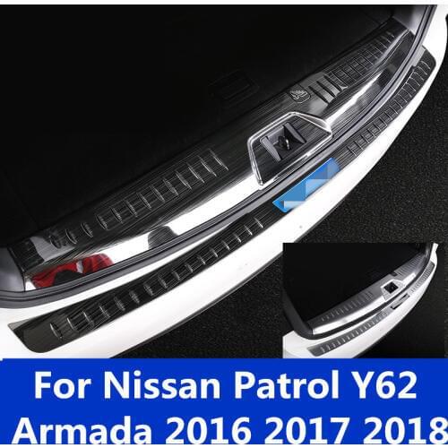 Stainless Steel threshold Article Welcome pedal Rear Guard Tailgate Bright strip For Nissan Patrol Y62 Armada 2016 2017 2018