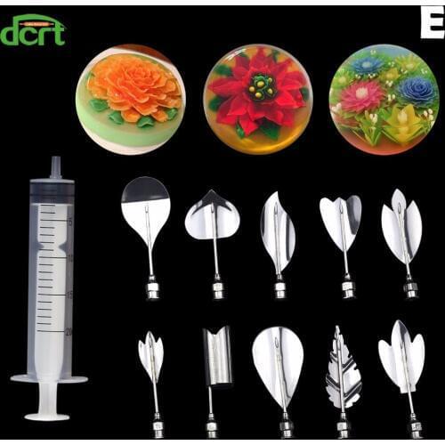 Gelatin Art Tools Cake Decorations 3D Jelly Pudding Cake Tools 10 Pcs/Set +1pcs Syringe