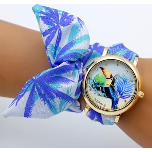 Shsby New Ladies flower Cloth wrist watch fashion women dress watch high quality quartz watch sweet girls watch fabric clock
