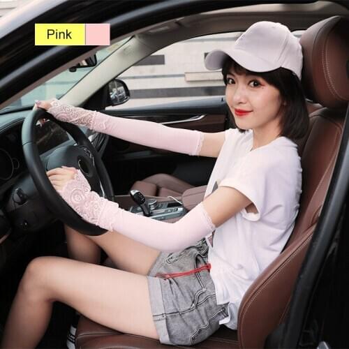 Women Sunproof Ice Silks Arm Sleeve Lace Sun UV Protection Cooling Sleeves for Outdoor Sports -OPK