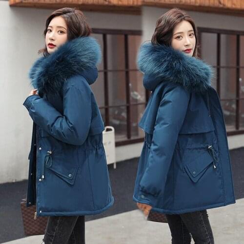 Winter Clothes Plus Size Clothing for Women Parkas The New Korean Version Loose Draw Back Velvet Big Fur Collar