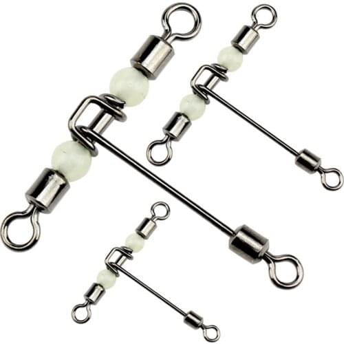 Swivle Fishing Tackle 3Way Barrel Rolling Connector 1/3/5pcs Copper Stainless steel night Sea Fishing
