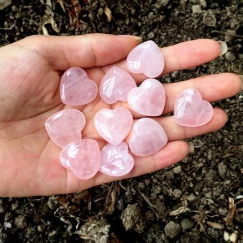 1Pcs Natural Rose Quartz Heart-shaped Crystal Palm Love Healing Energy Pure Color Gemstone Ornament Diy Jewelry Making Materials