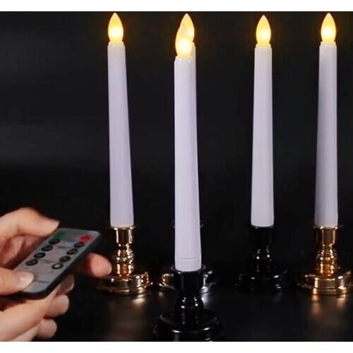 120pcs Remote control LED Taper Battery Operated Candle Light w/Timer function Wedding Christmas Home Bar party Lighting-Amber
