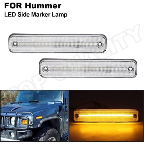 2Pcs Amber / Front LED Fender Side Marker Lights Clear Lens Lamp For Hummer H2 2003 2004 2005 2006 2007 2008 2009 OEM#: 25952319